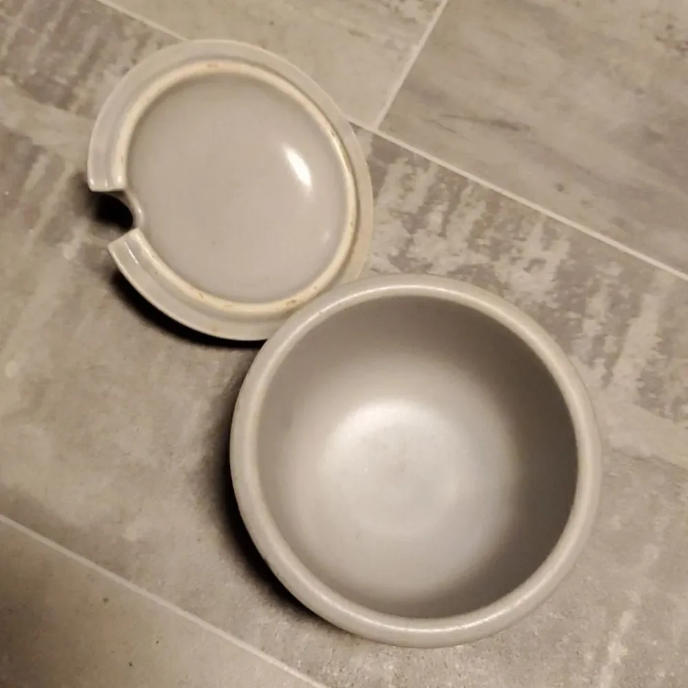 EUC Small Pottery Stamped Design Sugar Dish